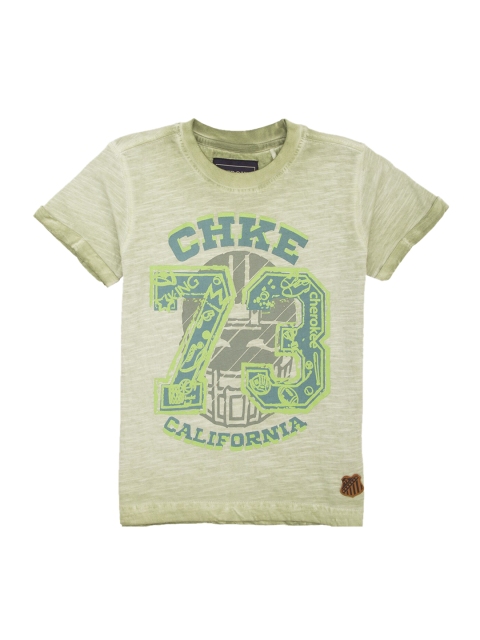 

Cherokee Boys Green Printed Round Neck T-shirt
