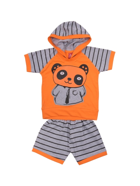 

Jb Club Infant Boys Orange & Grey Panda Print Hooded T-shirt & Shorts