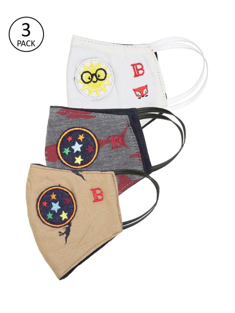 

Bene Kleed Kids Multicoloured 3 Pcs Reusable 5-Ply Cloth Masks, Multi