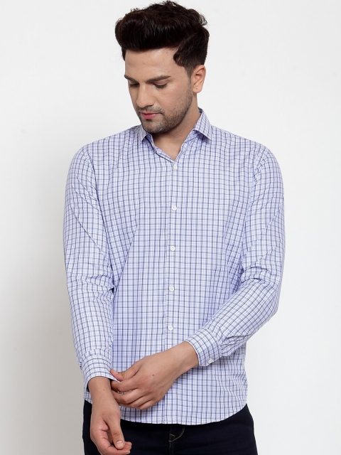 

JAINISH Men Blue & White Regular Fit Checked Casual Shirt