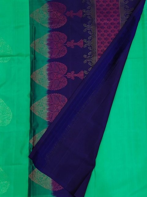 

Pothys Green & Navy Blue Pure Silk Printed Saree