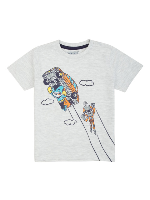 

Cherokee Boys Grey Printed Round Neck T-shirt