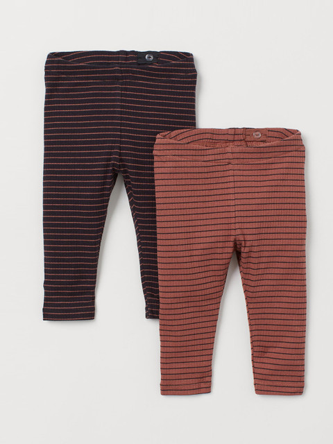 

H&M Infant Kids 2-Pack Ribbed Leggings, Black