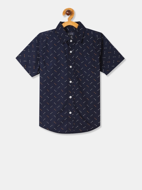 

The Childrens Place Boys Navy Blue Nancy Regular Fit Arrow Printed Casual Shirt