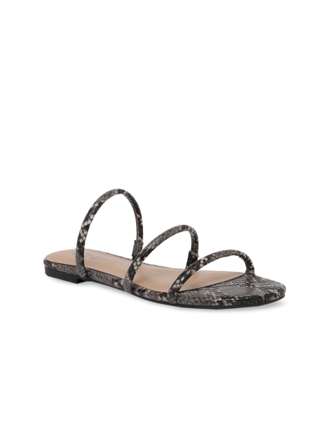 

Call It Spring Women Black Printed Open Toe Flats