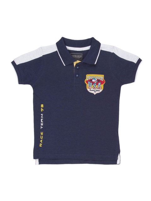 

Cherokee Boys Navy Blue Solid Polo Collar T-shirt