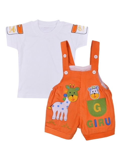 

Wish Karo Unisex Kids Orange & White T-shirt with Shorts