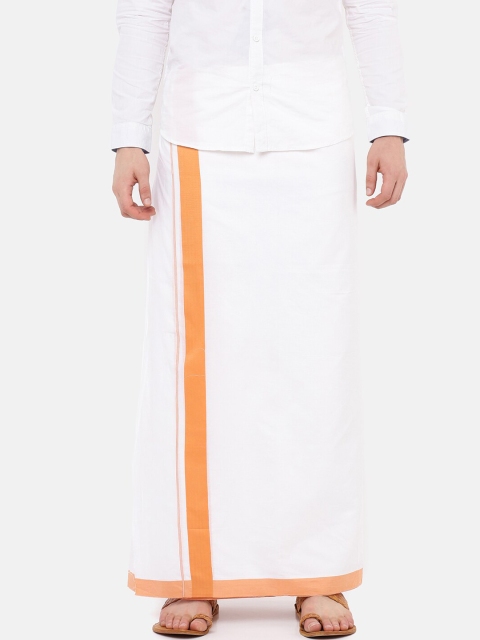 

RAMRAJ COTTON Men White Solid Panchami Dhoti