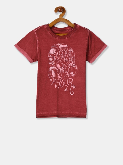 

Cherokee Boys Maroon Printed Round Neck T-shirt