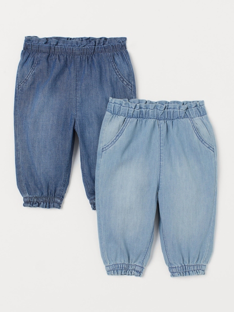 H&M Girls Blue Denim 2-Pack Pull-on Trousers