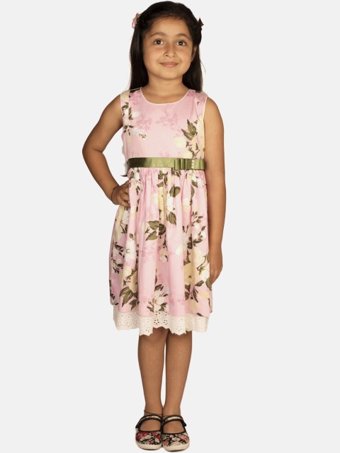 

RIBBON CANDY Girls Pink Printed Fit and Flare Dress