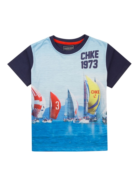 

Cherokee Boys Blue Printed Round Neck T-shirt