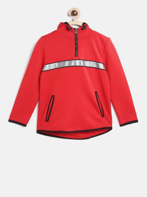 

Cherry Crumble Unisex Kids Red Solid Hooded Sweatshirt