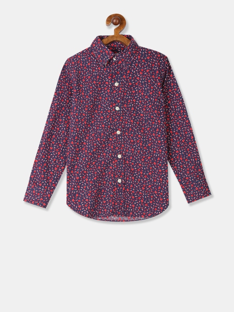 

GAP Boys Navy Blue & Red Regular Fit Printed Casual Shirt