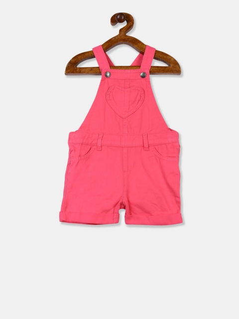 

The Childrens Place Toddler Girls Pink Solid Flared Dungarees