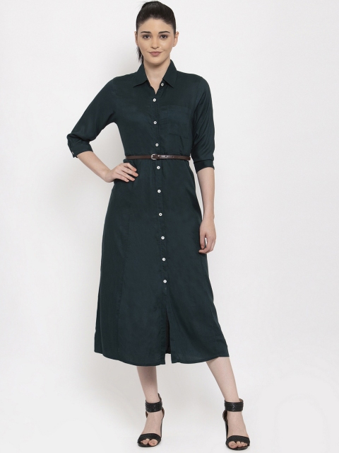 

Purplicious Women Navy Blue Solid Shirt Dress