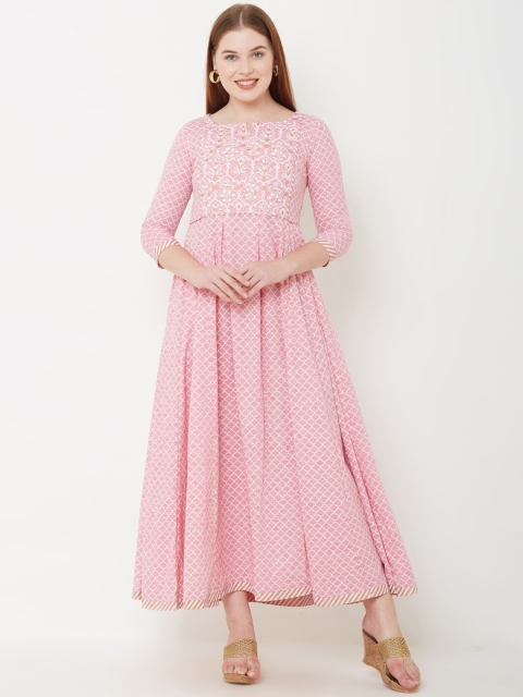 

FASHOR Women Pink Printed Maxi Dress