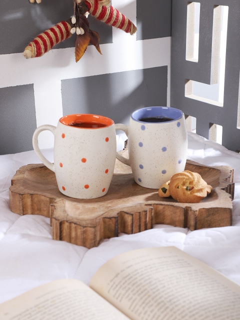 

CDI Pack Of 2 Ceramic Dholak Shaped Coffee Mugs 250 ml, White