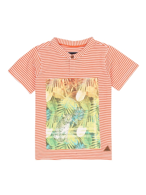 

Cherokee Boys Orange Striped Henley Neck T-shirt