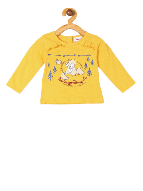 

Donuts Girls Yellow Printed Sleeve Ruffle Trim Top