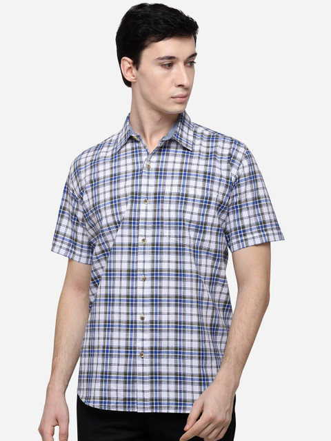 

Greenfibre Men Blue & Green Slim Fit Checked Casual Shirt