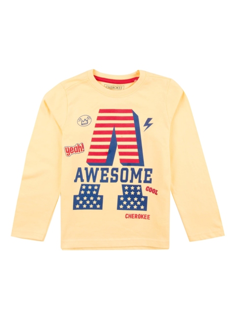

Cherokee Boys Yellow Printed Round Neck T-shirt