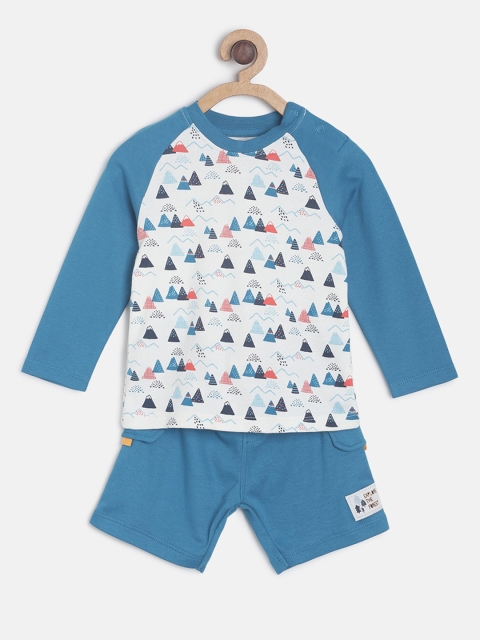 

MINI KLUB Boys Blue & White Printed T-shirt with Shorts