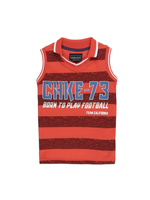 

Cherokee Boys Red Printed Polo Collar T-shirt
