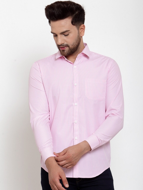

JAINISH Men Pink & White Striped Casual Shirt