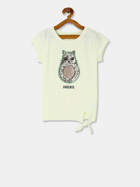 

The Childrens Place Girls Yellow Embellished Pure Cotton Top