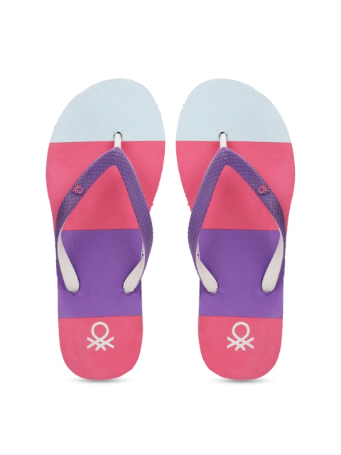 

United Colors of Benetton Women Purple & Pink Colourblocked Thong Flip-Flops