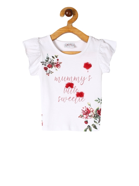 

Donuts Girls White Floral Accent Printed Top