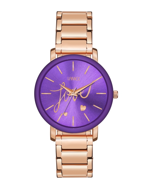 

LAMEX Women Purple & Rose Gold Analogue Watch CASTORDLX-12002-RG-PRPL