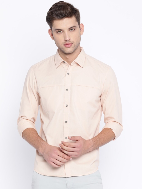 

Basics Men Peach-Coloured Slim Fit Solid Casual Shirt