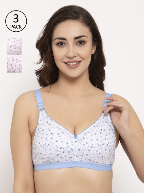 

GRACIT Pack of 2 Printed Non-Wired Non Padded T-shirt Bras PW10-05-10-10-28C, Blue