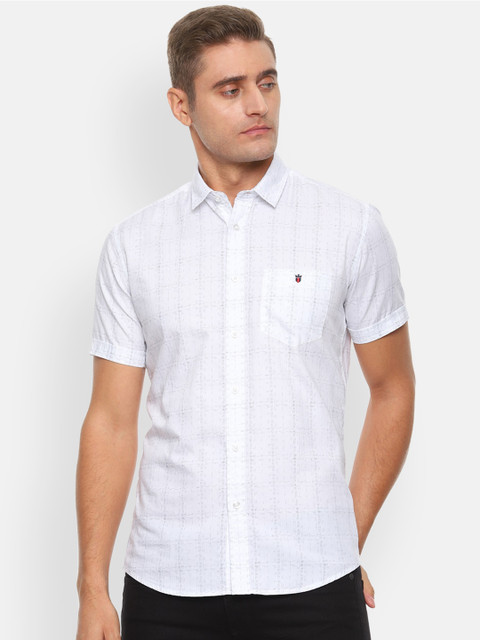 

Louis Philippe Jeans Men White Slim Fit Checked Casual Shirt