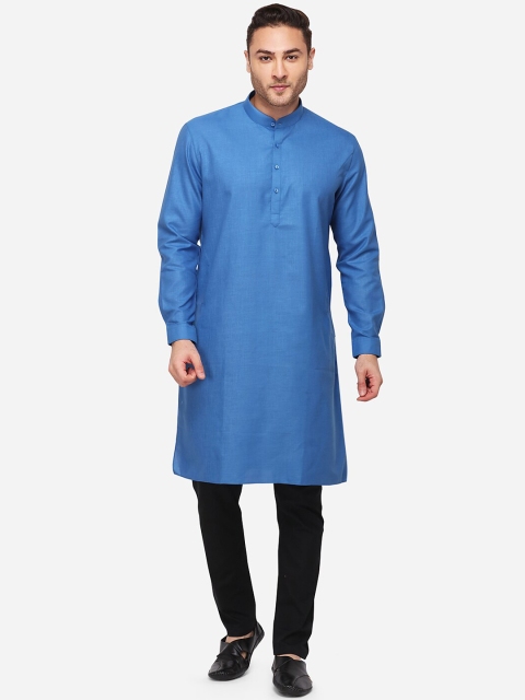 

JADE BLUE Men Blue Solid Straight Kurta