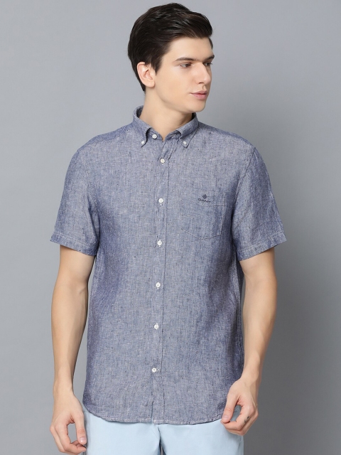 

GANT Men Blue Regular Fit Solid Casual Shirt