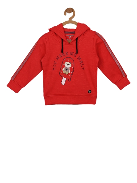 

Stupid Cupid Infant Girls Red & Black Printed Hooded Sweatshirt