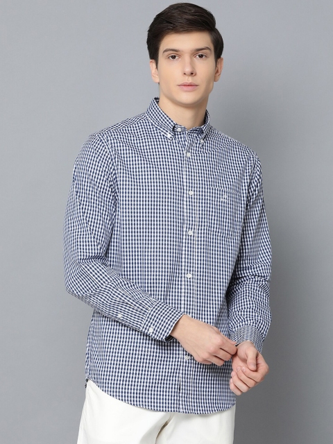 

GANT Men White & Blue Regular Fit Checked Casual Shirt