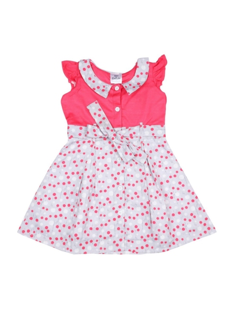 

Doodle Girls Pink Polka Dot Printed Fit and Flare Dress