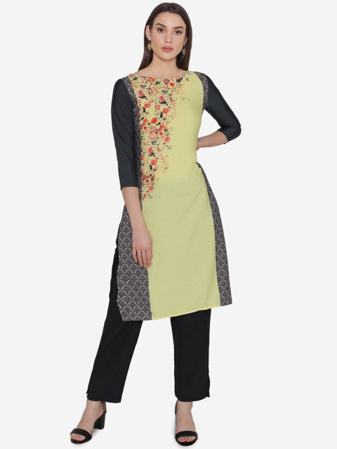 

Kifahari Women Yellow & Black Printed Kurta with Palazzos