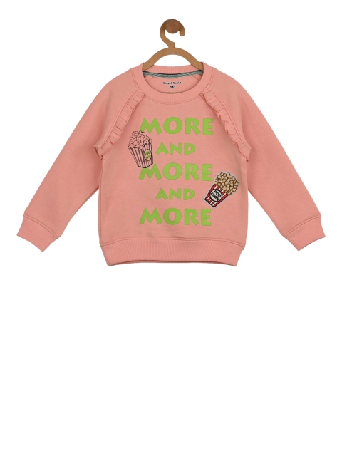 

Stupid Cupid Girls Peach-Coloured Printed Sweatshirt