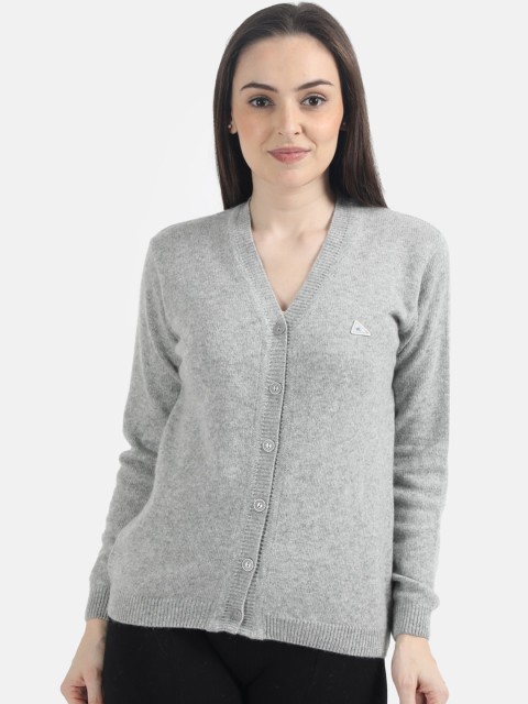 

Monte Carlo Women Grey Melange Solid Cardigan Sweater