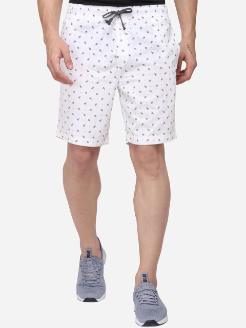 

JADE BLUE Men White Printed Regular Fit Regular Shorts