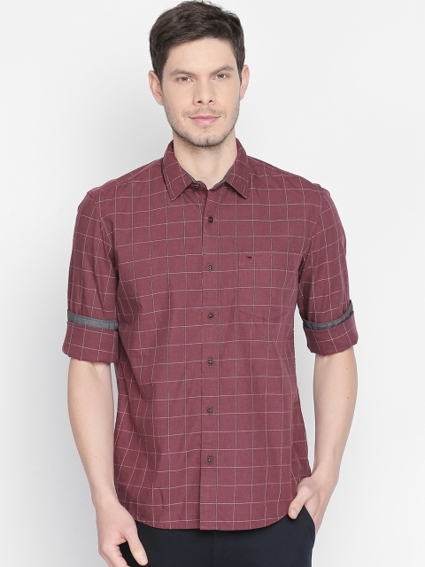 

Basics Men Red Slim Fit Checked Casual Shirt