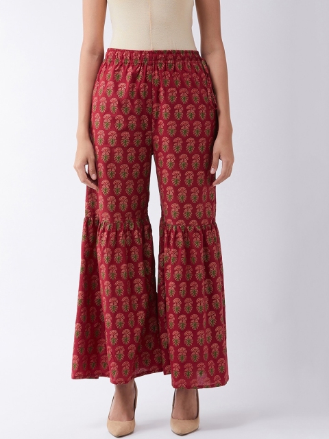

InWeave Women Maroon & Gold-Toned Printed Flared Sharara