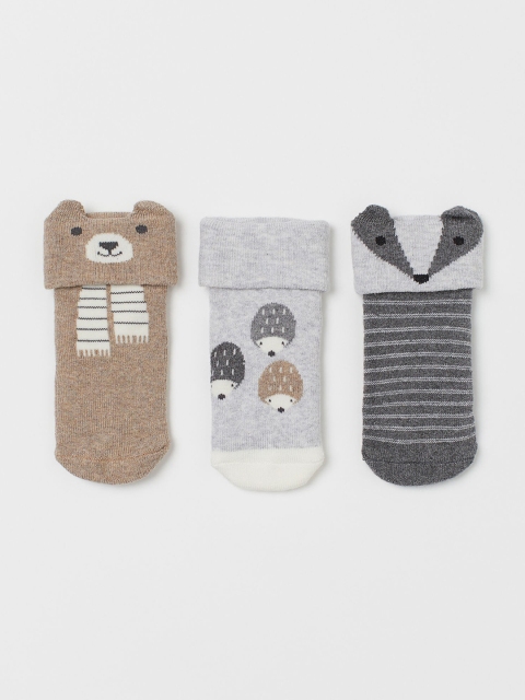 

H&M Kids 3-Pack Terry Socks, Grey