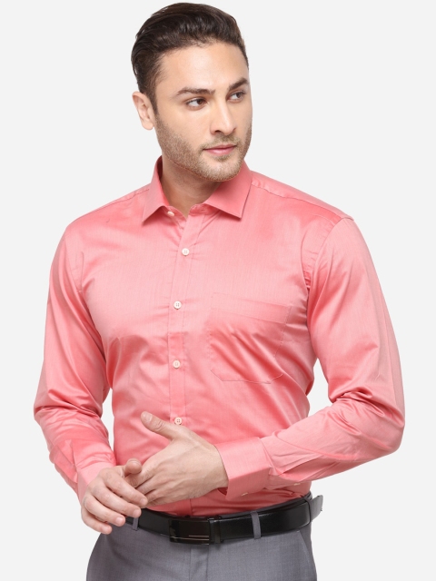 

METAL Men Peach-Coloured Slim Fit Solid Formal Shirt