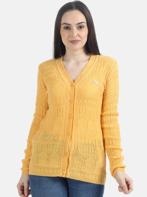 

Monte Carlo Women Yellow Self Design Cardigan Sweater